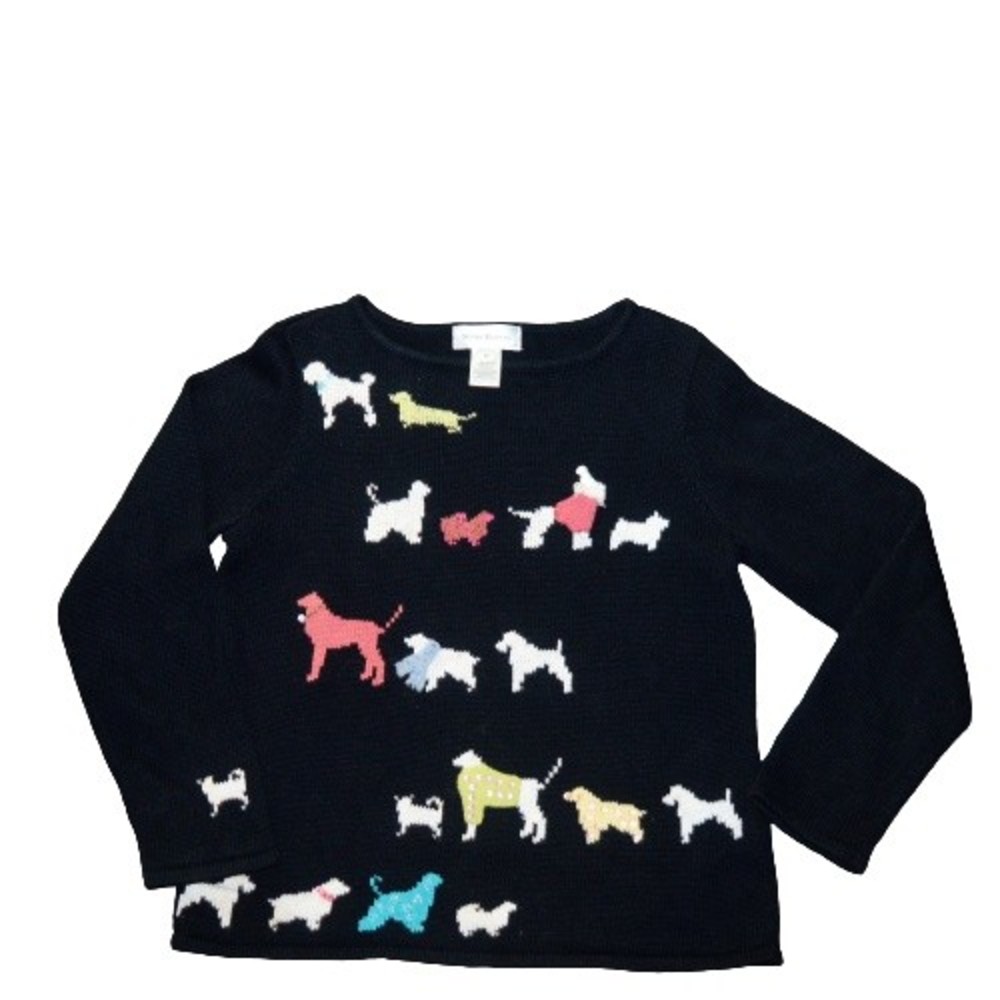 Susan Bristol Puppy Dog Dogs Embellished Pullover Sweater Medium